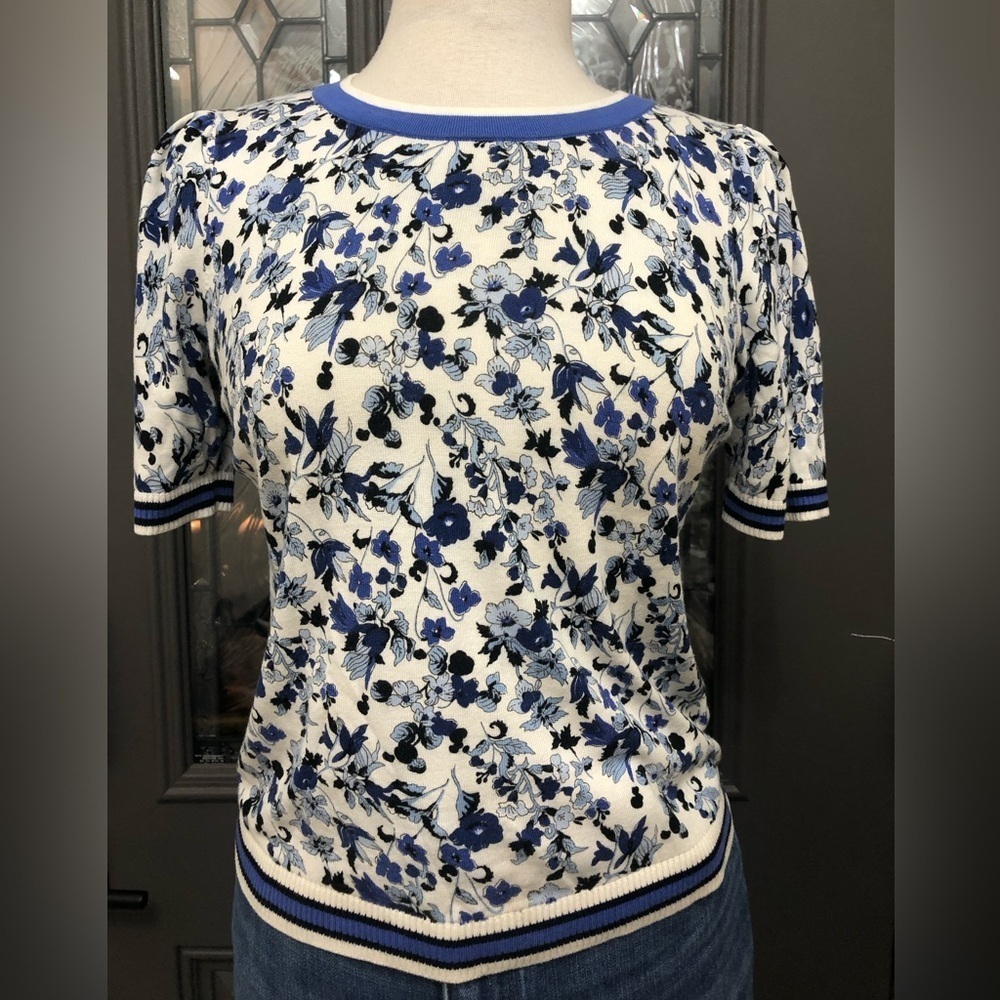 Talbots Floral Toile Print Lightweight Sweater Shirt